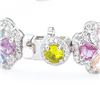 Image 3 : 21.05 ctw UNHEATED MultiColor Sapphire and 3.49 ctw Diamond Platinum Bracelet (G