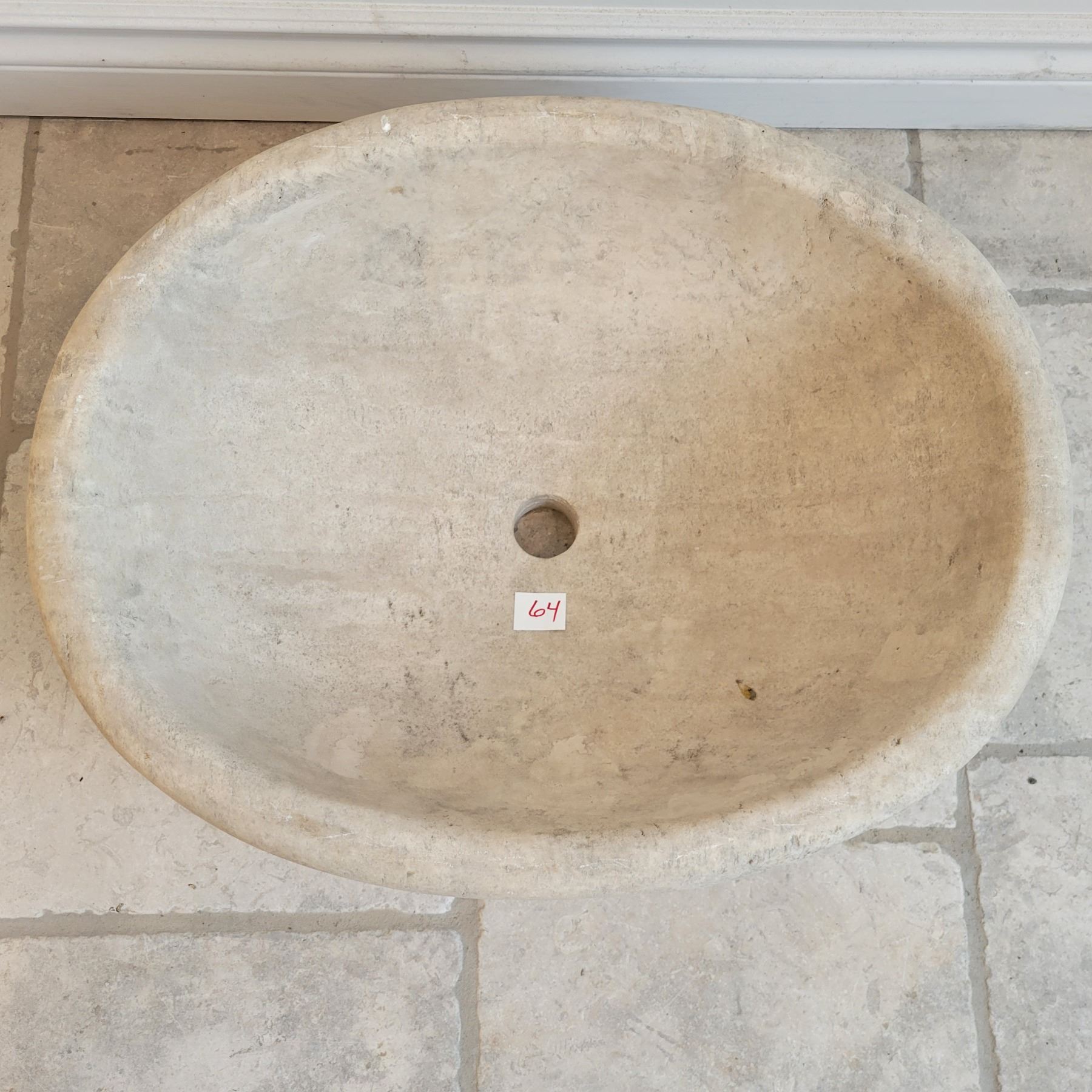 Approx. 21 in solid limestone self rimming sink