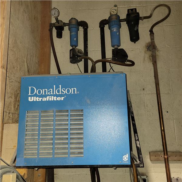 Donaldson ultra filter c/w gauges & filters on the wall & steel shelf. Buyer Responsible to dismantl