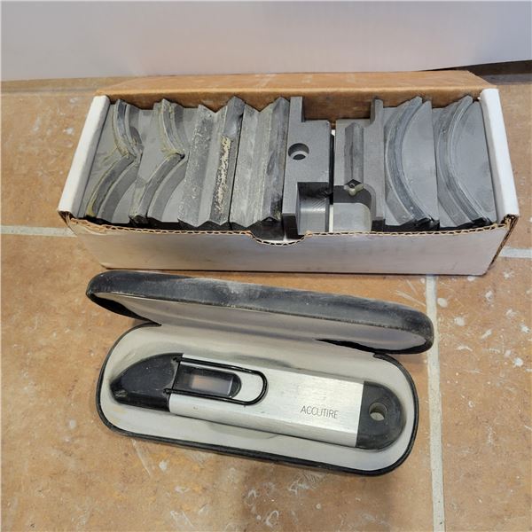 Qty of various pneumatic chisel heads & digital tire pressure gauge