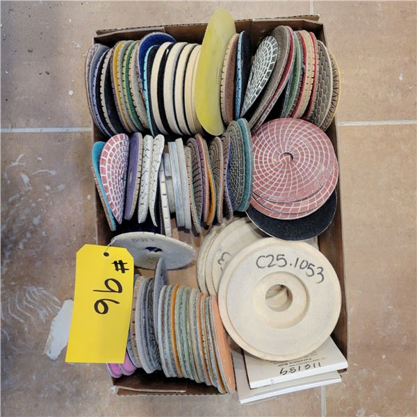 Qty of various 4 in stone polishing pads