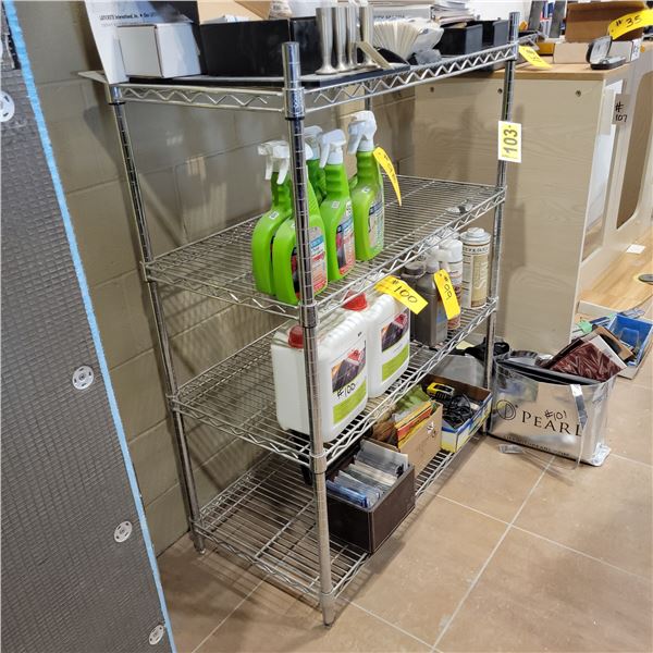 4- Tier chrome shelf unit, 18 in x 36 in