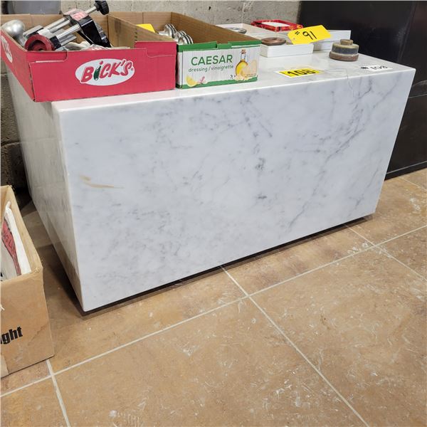 22 in x 36 in x 19 in high Bianco Carrara Polished Marble Block ( Mitered Slab Construction )