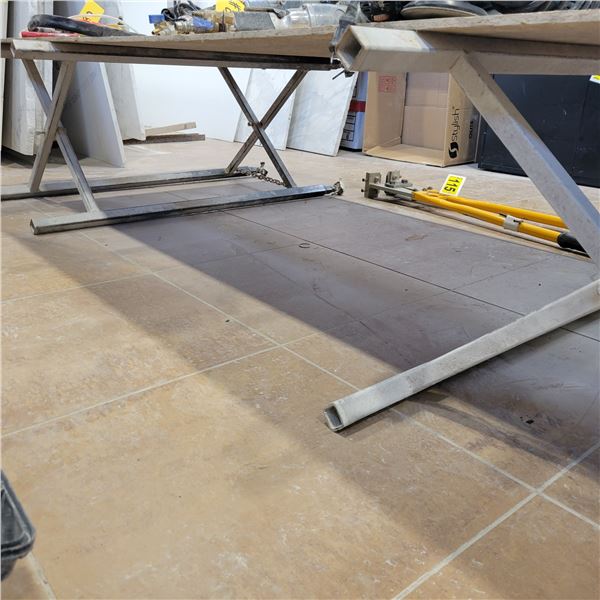 2- Steel folding stands & sheet of plywood