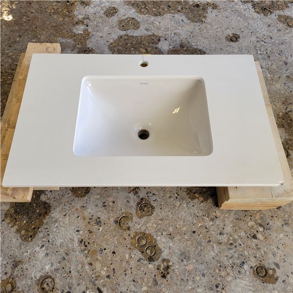 Duravit quartz counter c/w China undermount bathroom sink, 36 in x 23 in