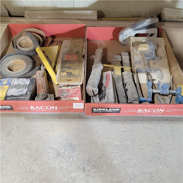 Various staplers, clamps, emery cloth, bearing puller