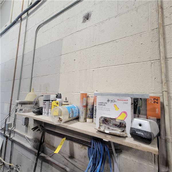 Qty of grease, ear protection headset, ear plugs, can of primer & clear coat and misc.