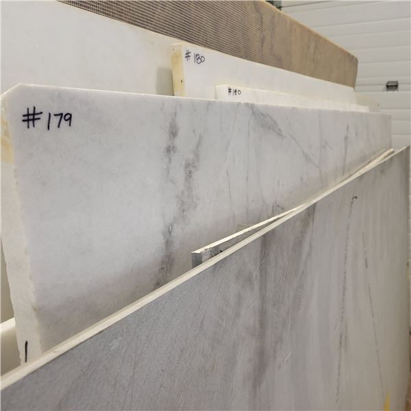 Marble partial slab, 1 1/8 in x 63 in x 89 in