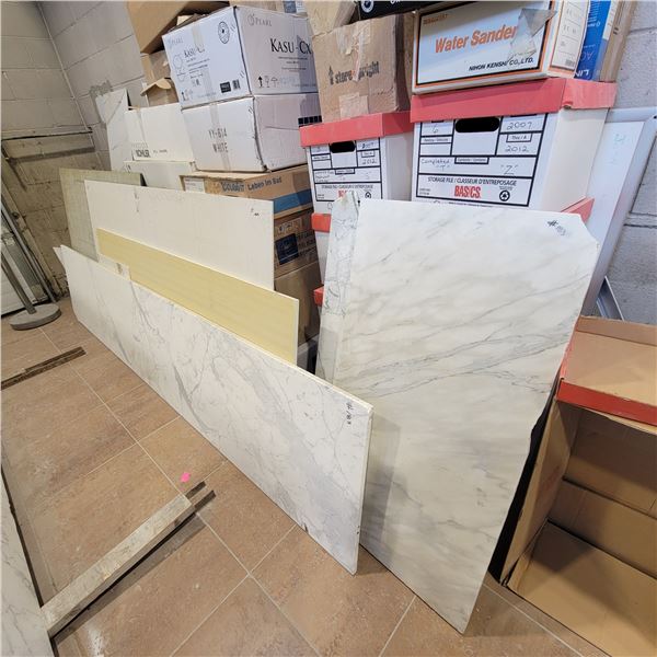 Various partial slabs of marble & porcelain