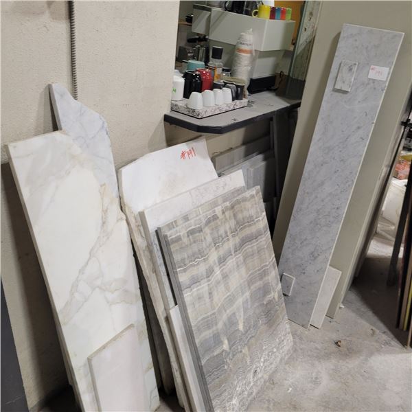 Qty of partial slabs of various marble & onyx