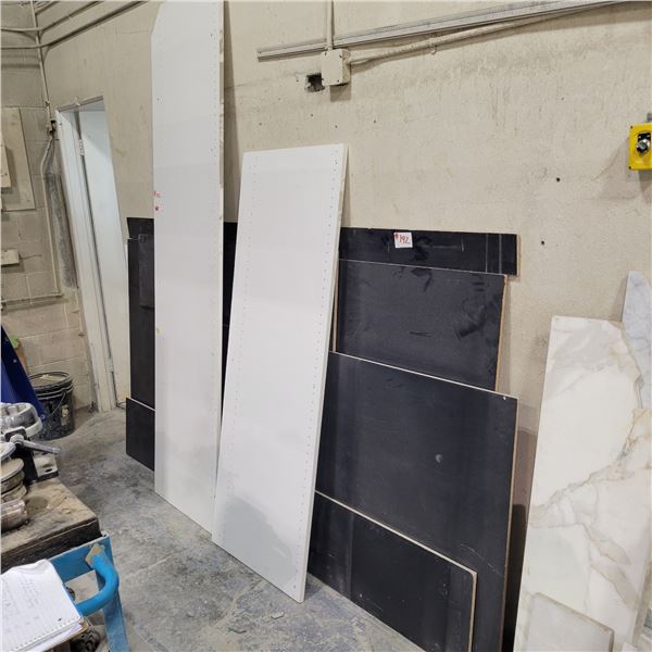 Qty of melamine sheets, drywall, plywood etc.