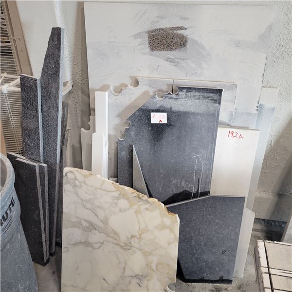 Qty of partial slabs of various granite & quartz