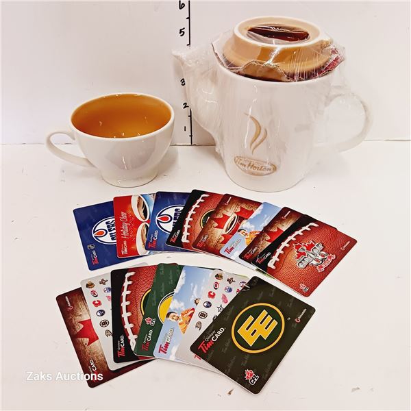 Tim Hortons Tea Cup & Tepot for 1 & Collectible Gift Cards