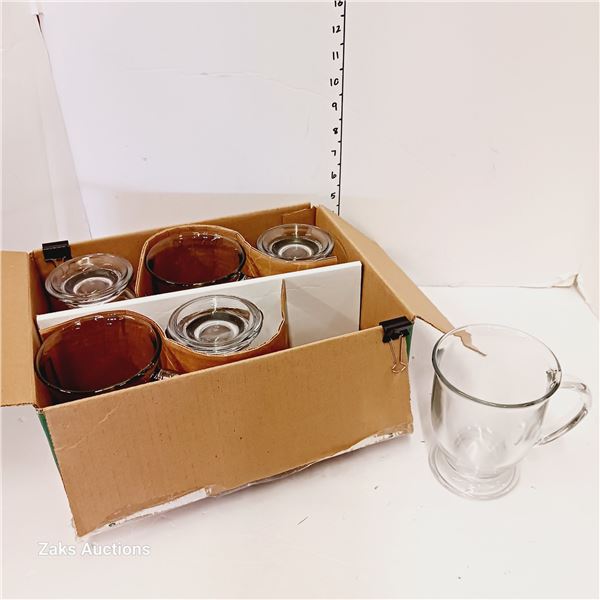 Lot of 6 Vintage Clear Glass Anchor Hocking Coffee Mugs