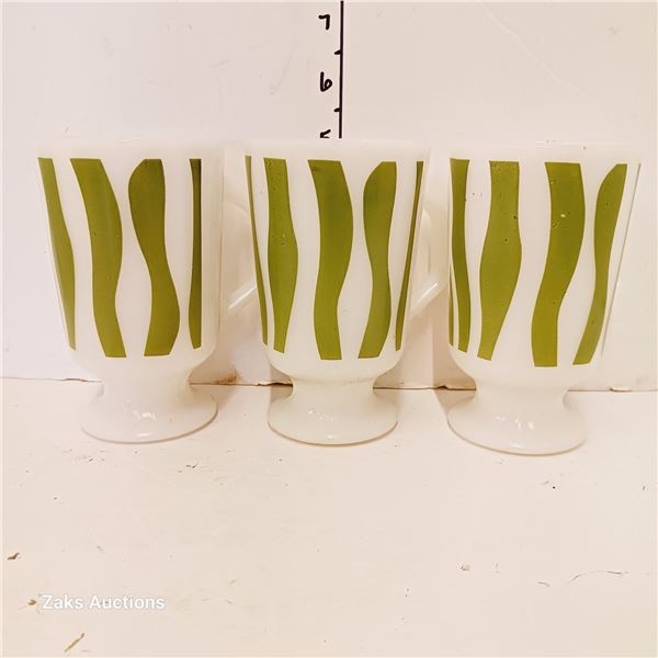 Lot of 3 Vintage Milk Glass Mugs - Fire King