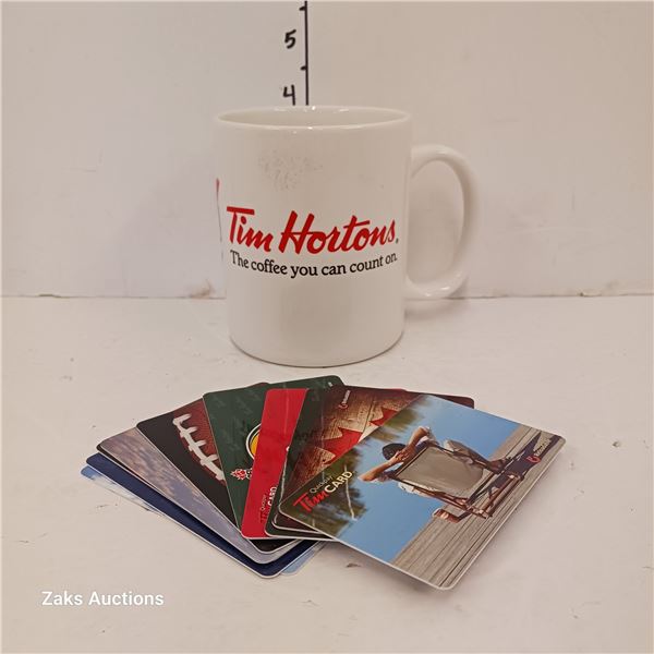 Promotional Advertisement Tim Hortons Mug & Collectible Gift Cards