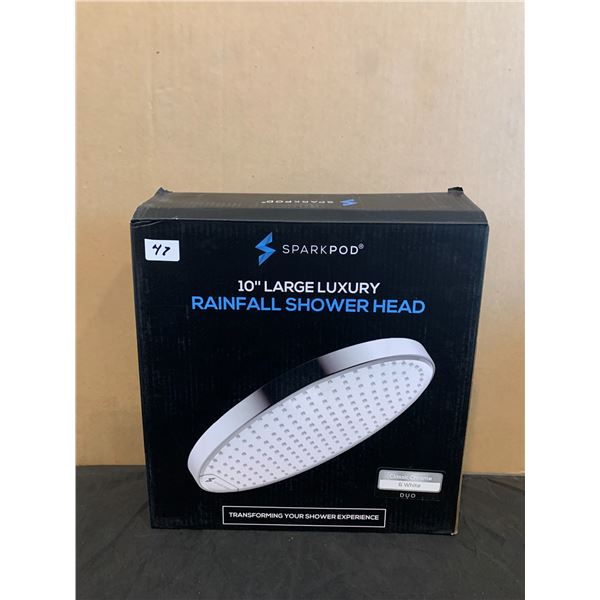 Large Luxury 10" Rainfall Shower Head - Classic Chrome and White Color