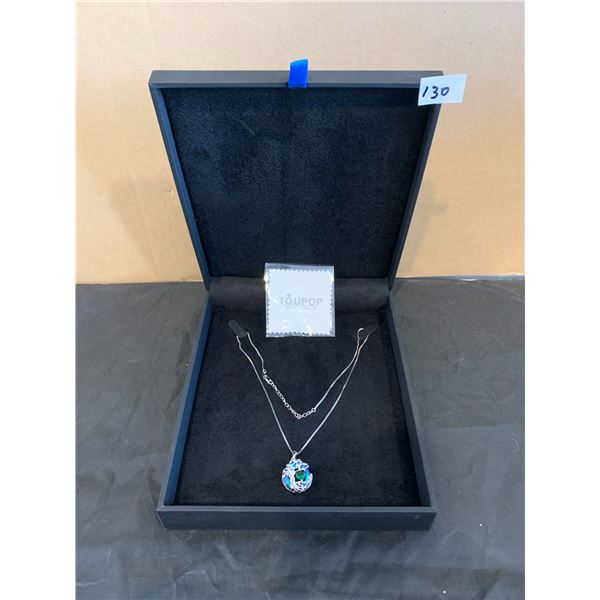 .925 Sterling Silver - Tree Of Life Birth Stone Necklace - Emerald