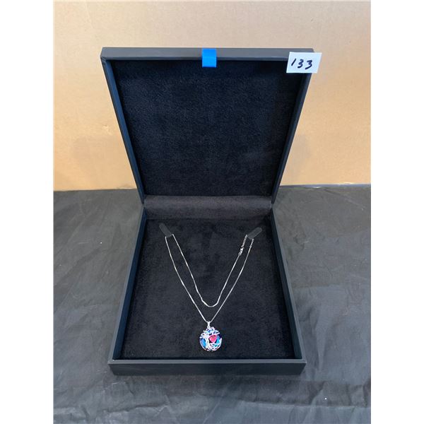 .925 Sterling Silver - Tree Of Life Birth Stone Necklace - Ruby