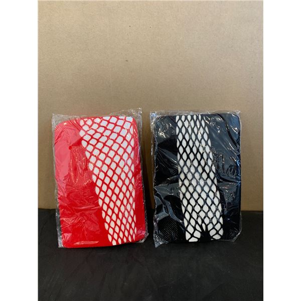 2 Pack - Black - Red - Fishnet Stockings