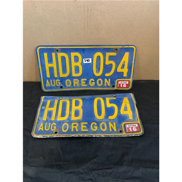 Set Of 2 Oregon License Plates