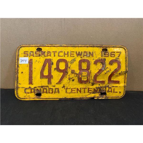 1967 Saskatchewan License Plate