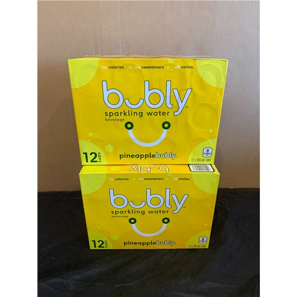 Lot of 2 12 Packs (24) Pineapple Bubly Sparkling Water