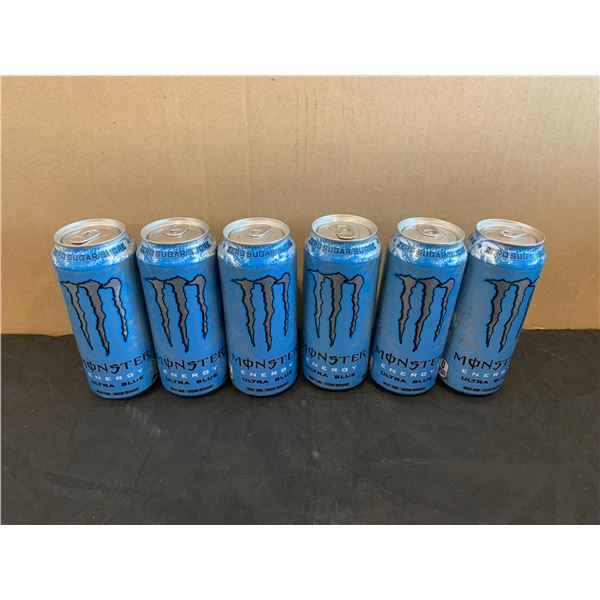 Lot of 6 Cans - Monster Energy ULTRA BLUE 473ML