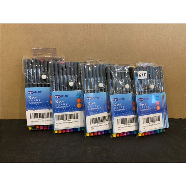 50 PCS - 10 x 5 Fine Line Colored Drawing Pens