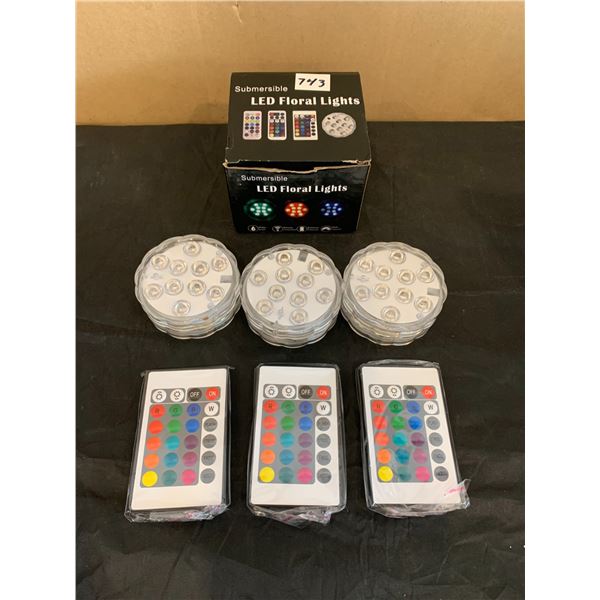 3 Submersible LED Floral Lights with Remotes