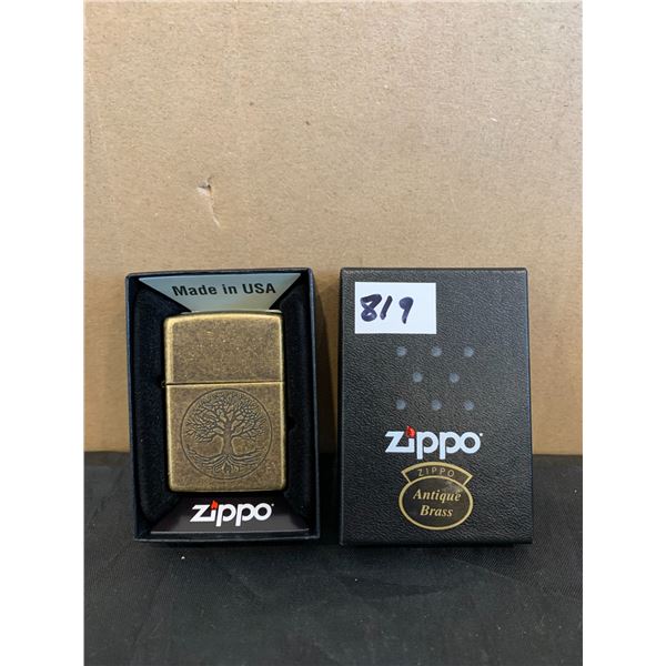 Antique Brass Finish - Tree Of Life Design - Genuine Zippo Lighter