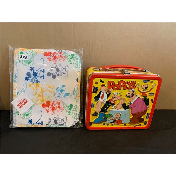 Mickey Mouse Wash Bag and Popeye Tin