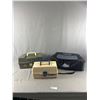Image 1 : Lot of 2 Fishing Tackle Boxes with Contents and 1 Soft Sided Bag
