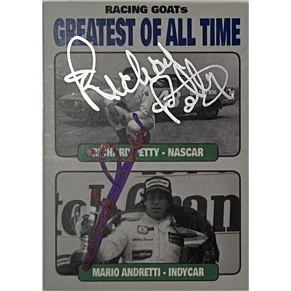 Richard Petty / Mario Andretti signed trading card