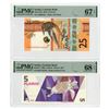 Image 1 : Aruba. Centrale Bank Van Aruba, 1990 & 2019, Issued Banknote pair.