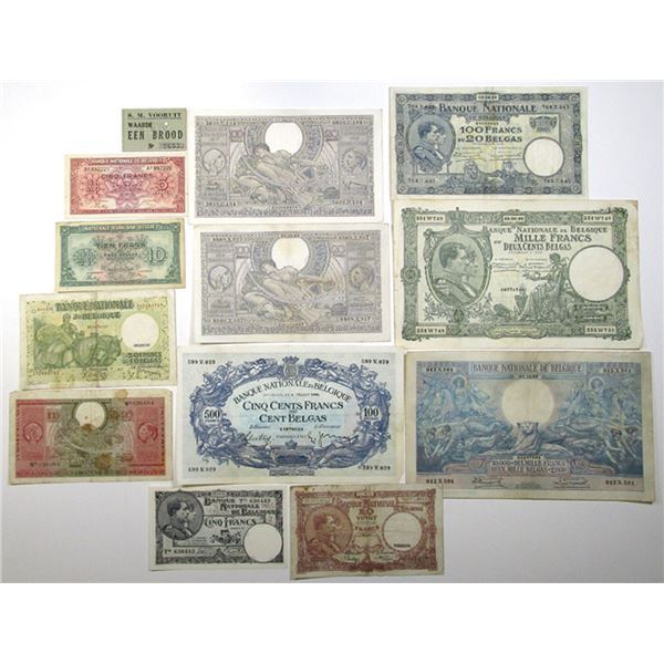 Belgium. National Bank of Belgium, 1922 to 1941, Issued Banknote Collection.