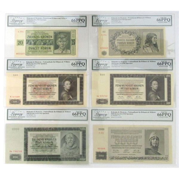 Bohemia & Moravia. Protectorate and Nation al Bank of Bohemia and Moravia, 1942 to 1944, Specimen Ba