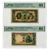 Image 1 : Central Bank of Manchukuo, ND (1937 and 1941), Issued Banknote Pair