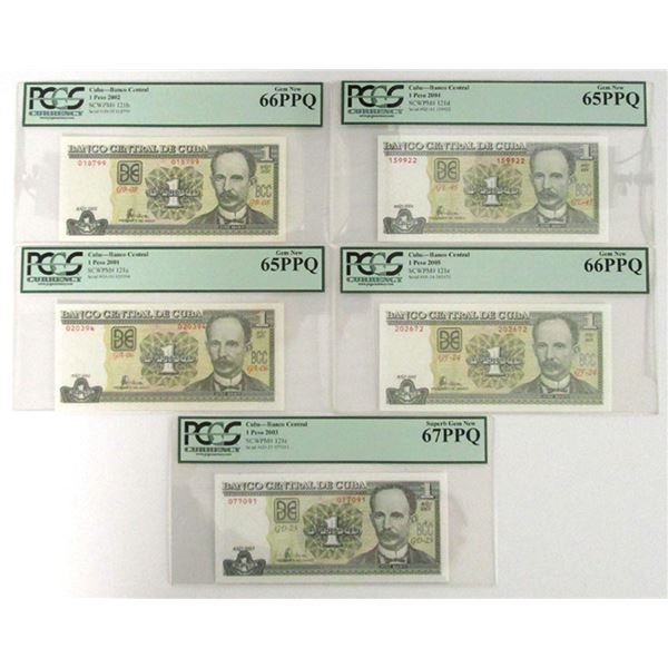 Cuba. Central Bank of Cuba, 2001 to 2005, Issued Banknote Collection.