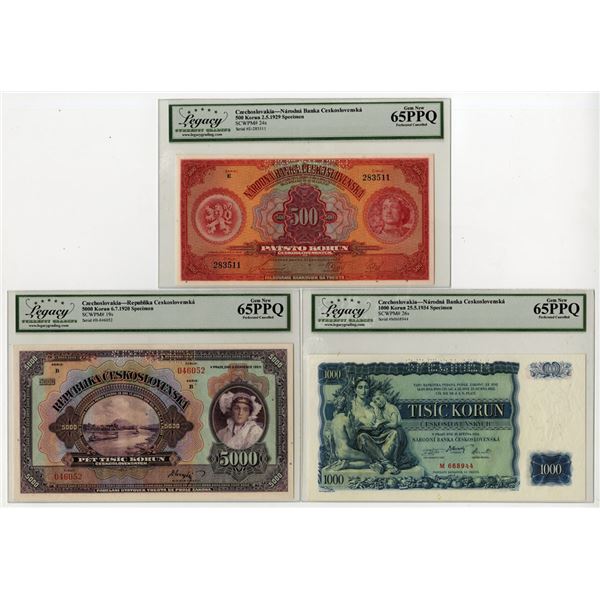 Czechoslovakia. Republic of Czechoslovakia and National Bank of Czechoslovakia, 1920 to 1934, Specim