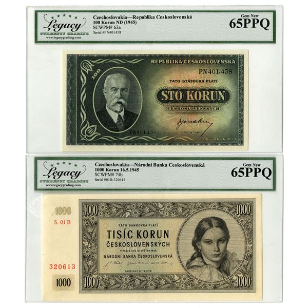 Czechoslovakia. Republic of Czechoslovakia and National Bank of Czechoslovakia, 1945, Issued Banknot