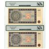 Image 2 : Czechoslovakia. National Bank of Czechoslovakia, 1945, Issued and Specimen Banknote Pair.