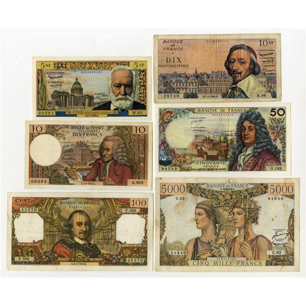 France. Banque de France, 1951 to 1972, Issued Banknote Collection.