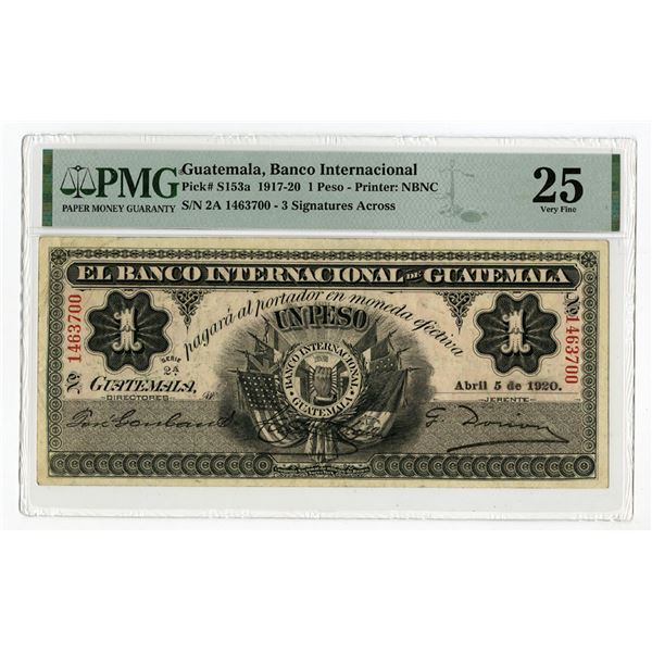Guatemala. Banco International de Guatemala, 1920, Issued Banknote.