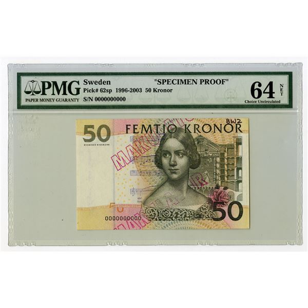 Sweden, "Specimen Proof", 1996-2003, 50 Kronor, P-62sp "Specimen Proof"