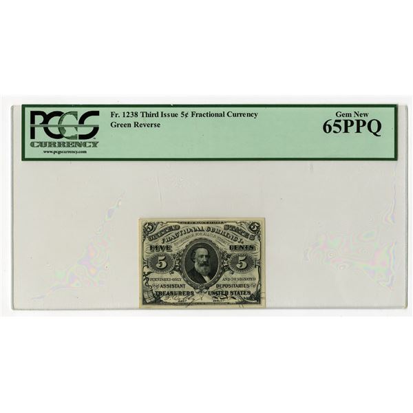 Washington D.C., Fractional Currency, 5 Cents, Fr#1238, Third Issue Fractional Currency, 1863, Issue
