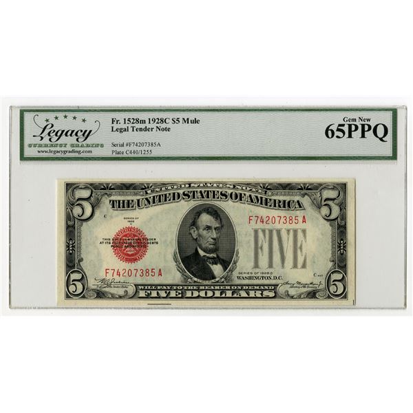 Washington D.C., United States Note, Legal Tender, $5, Fr#1528m, Series of 1928C, The Second of 2 Se