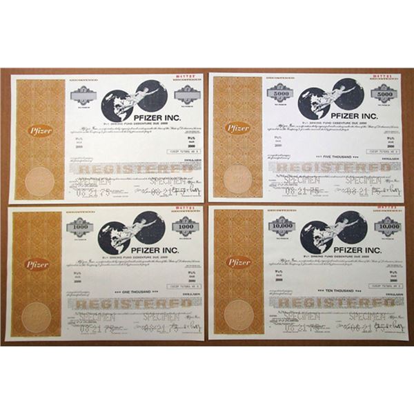 Delaware. Pfizer Inc., 1975 Registered Specimen Bond Quartet.