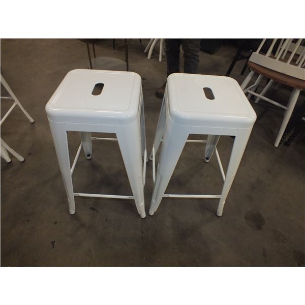 2 White Metal Stools