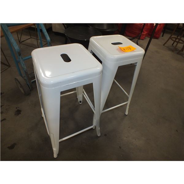 2 White Metal Stools